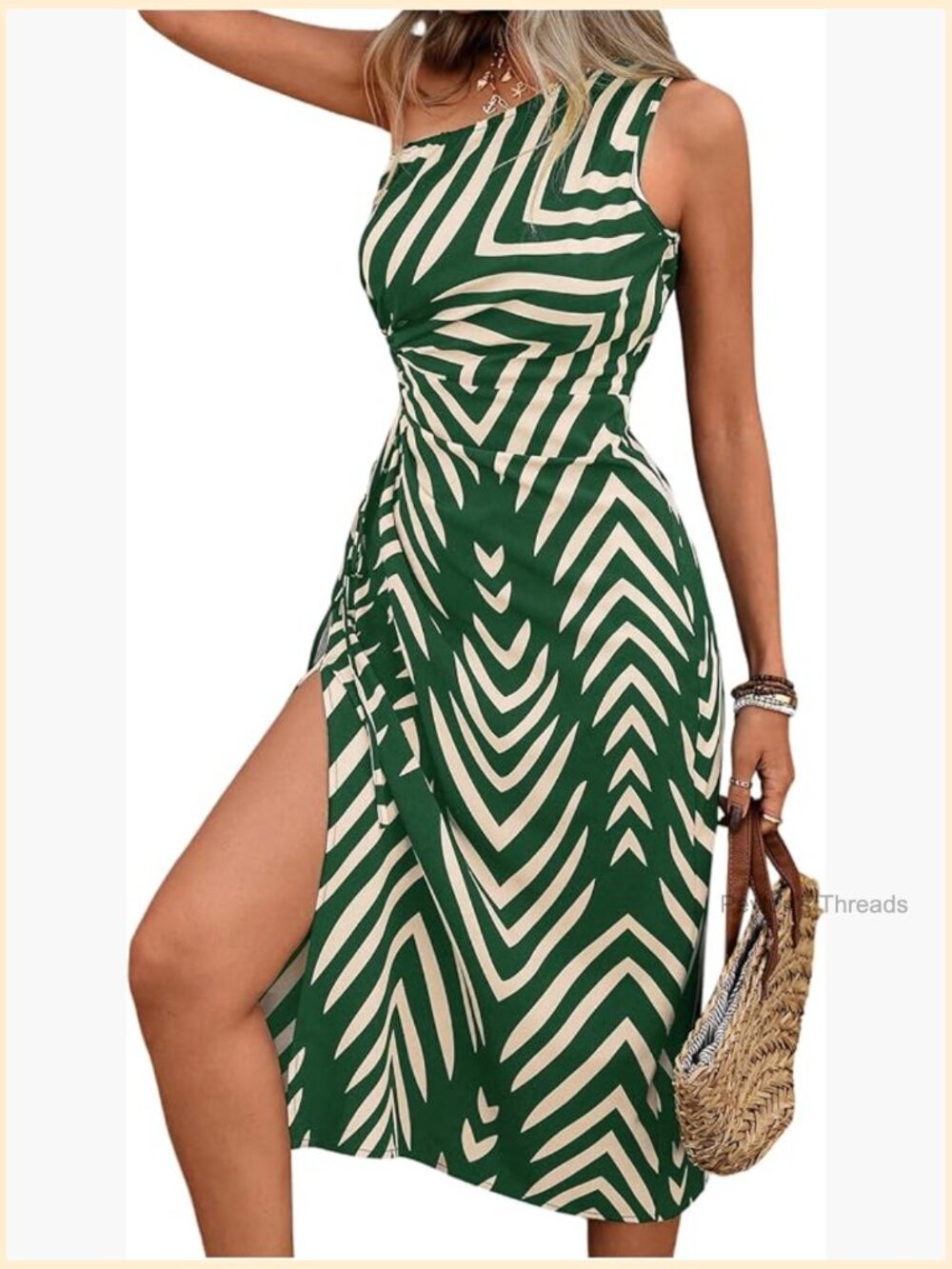 One Shoulder Midi Dress Cut Out Split Hem Flowy Sleeveless Bodycon Dress - Picture 1 of 5